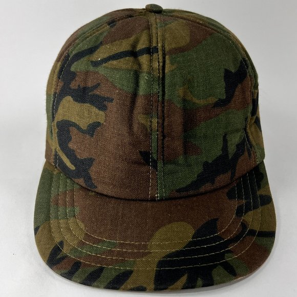 Vtg Adjust A Tab Snapback Cap Hat Full Foam Green Camouflage USA Hunting Mens